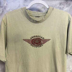 Vintage 90s American Outpost T Shirt Mens M Green Single Stitch Short Sleeve